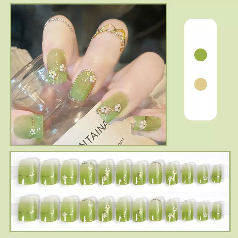 (Hand-made nail) French nail armor long black small fragrance simple white high-grade sense nail piece bride pregnant woman finished product.
