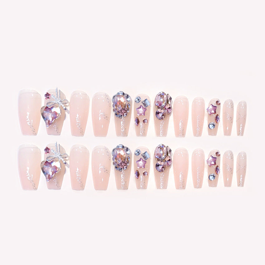 Fashion  nail New Nail Beauty Wear Nail Ins Advanced Pure Desire Wind Rhinestone Nail Patch Wear Nail Diamond Nail Stickers U6