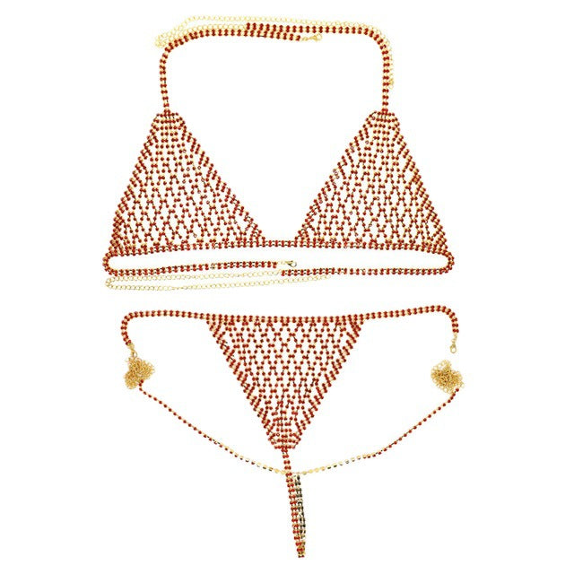 Fashion jewelry Europe and the United States cross-border explosions body chain exaggerated rhinestone bikini chest chain underwear sexy nightclub style body chain