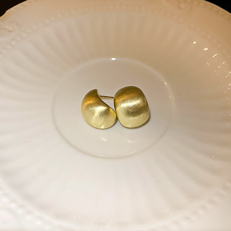 银针拉丝几何豆豆耳环小众冷淡风气质耳钉时尚简约设计感耳饰批发