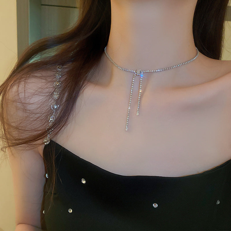 Diamond  jewelry Oval necklace Fashion high touch collarbone chain niche design high-cold-wind styl  necklaces