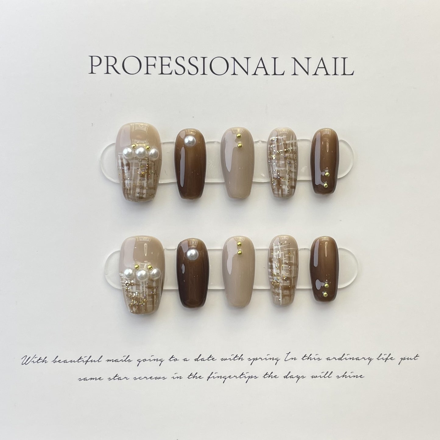 (reusable nail)初秋纯手工高级款钻球碎钻爆闪网红穿戴甲蝴蝶宝盒高品轻奢美甲