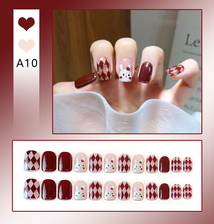 Fashion  nail Internet Celebrity Fake Nail Patch Wear Armor Finished Product Nail Tip Nail Stickers Removable Nail Patch Stall Supply Manufacturer