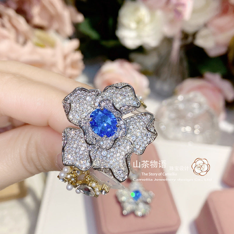 Camellia星河小众设计新款套装 镀金微镶绿松石梦幻蓝小鲸鱼项坠