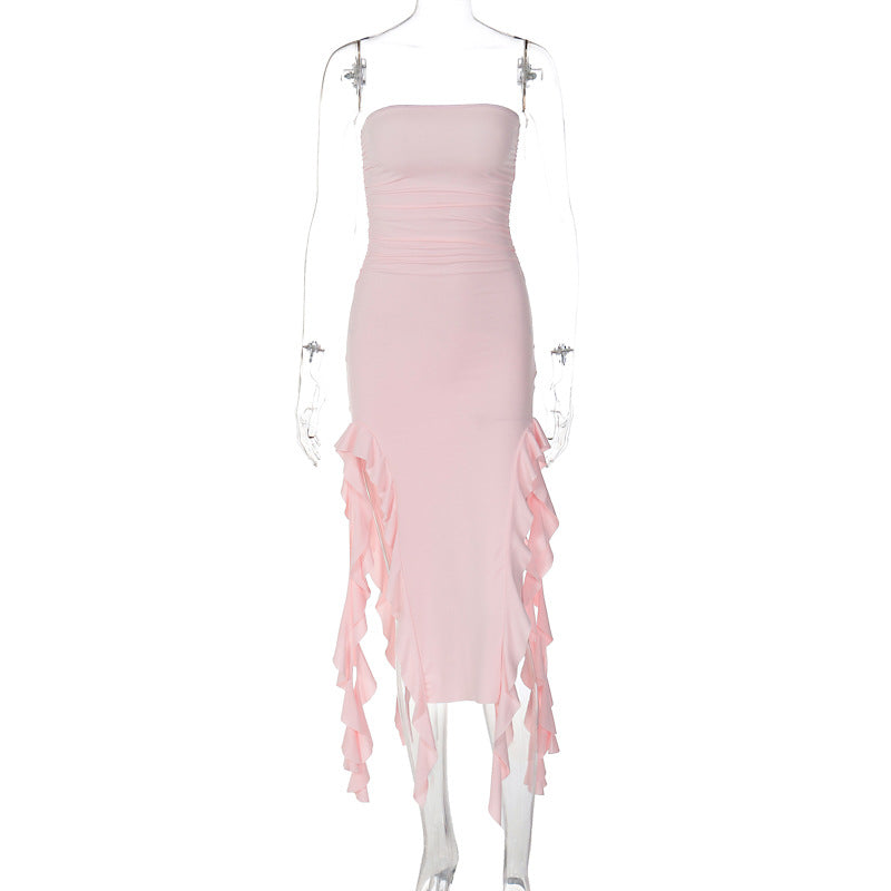 Free shipping   new fashion sexy personality chest wrapping irregular dress foreign trade wholesale tops