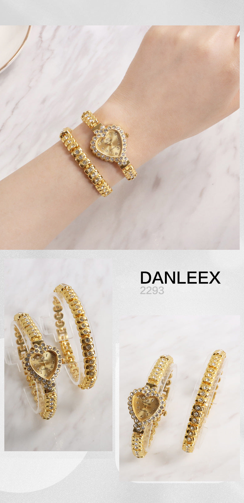 Fashion women's watchCross-Border Fashion Personalized Diamond Women's Watch Heart-Shaped Rhinestone Fashion Quartz Bracelet Watch Foreign Trade Wholesale 2293