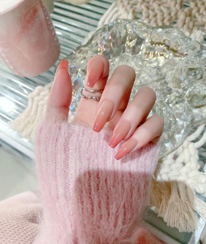 Fashion  nail Wearable Nail Sticker Gradient Wear Nail a Piece Nail Shaped Piece Removable Nail Patch Finished Product Y18