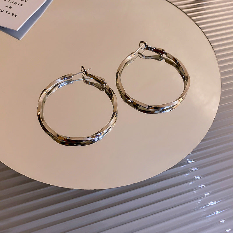 珠宝耳饰925银针大圈耳环网红滴釉素圈耳圈女法式气质高级感圆圈耳坠