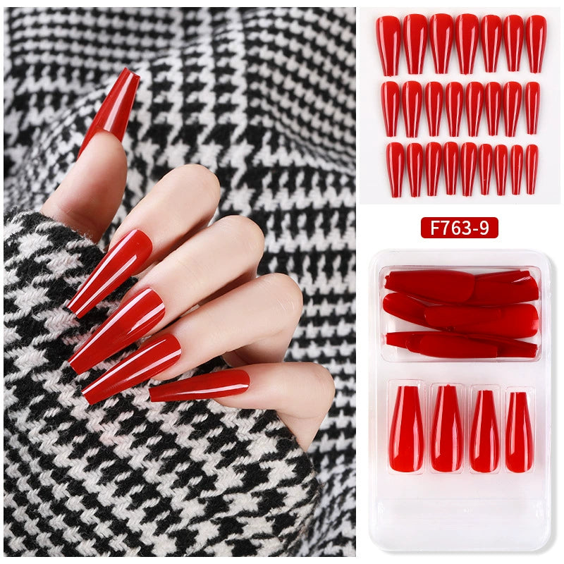 (Hand made nail) Nail patches for wearing ins long ballet nails, European and American nail patches, detachable 24 pieces for wearing finished nail patches