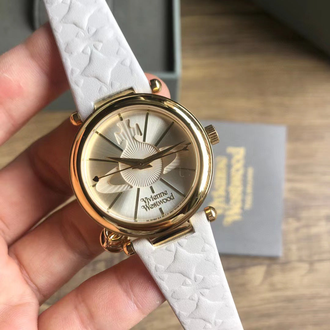 Fashion women's watchOne Piece Dropshipping Weiwei'an Queen Mother Ice Crushing Blue Watch New Dark Plum Purple Women's Watch Pitaya Saturn Small Golden Watch