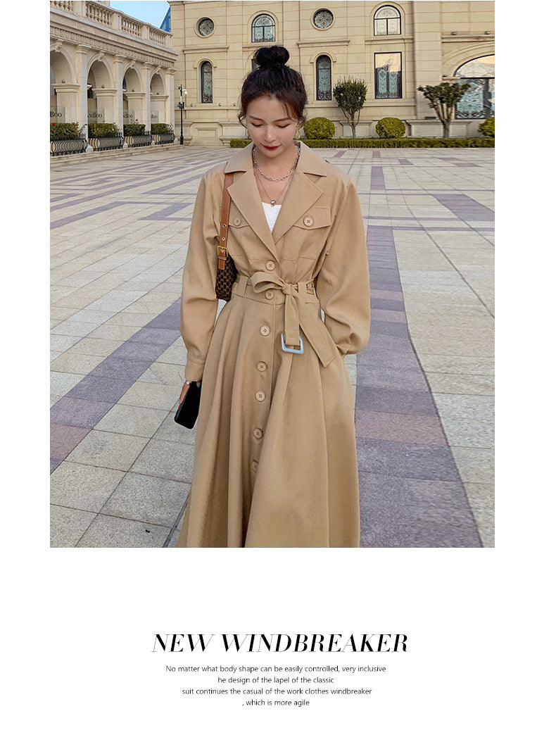 Fashion women's wear Real Shot Large Skirt Windbreaker Dress Women's Mid-Length 2024 Autumn and Winter Clothing New Waist Trimming Fashion Fashion Coat