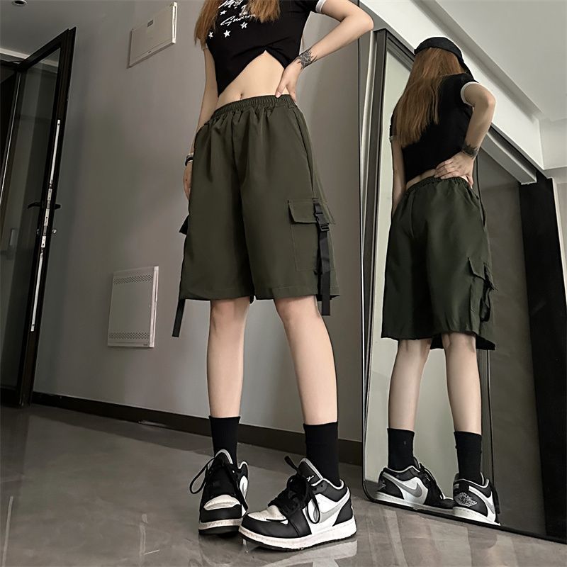 Dopamine pants Free shipping Tattoo Dopamine quick-drying tooling shorts for men and women, summer thin loose sports style super cool fried street casual wide-leg shorts
