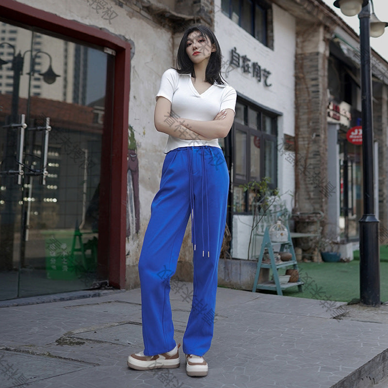 Fashion women's wear New American Style Narrow Banana Pants Women's High Waist Drooping Sports Trousers 2023 Spring and Autumn Straight Casual Pants Wide Leg Pants