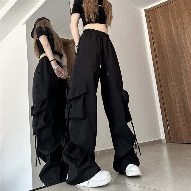 Dopamine pants Free shipping Tattoo American college dopamine babes overalls women's spring and summer original versatile loose hip-hop trousers hip-hop wide-leg trousers
