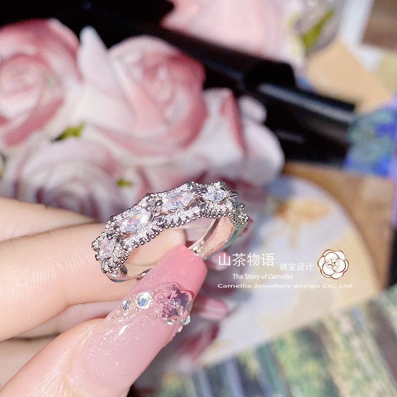 Camellia欧美六芒星ins粉粉戒指女 镀金时尚小众设计微调节食指戒