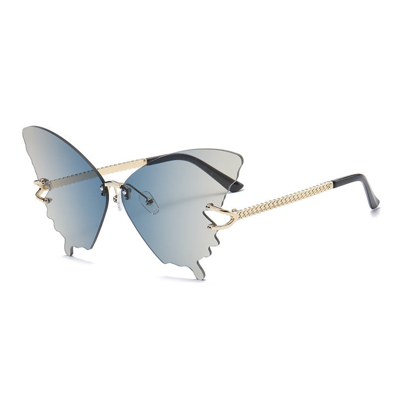 Women's fashion glasses 2023新款蝴蝶太阳镜女时尚框渐变色墨镜欧美潮流街拍太阳眼镜跨境