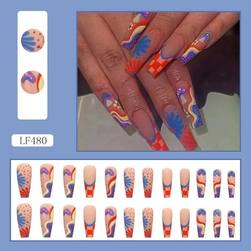 (Hand-made nail)美甲贴片nails穿戴甲长款欧美假指甲美甲贴片穿戴甲甲片成品