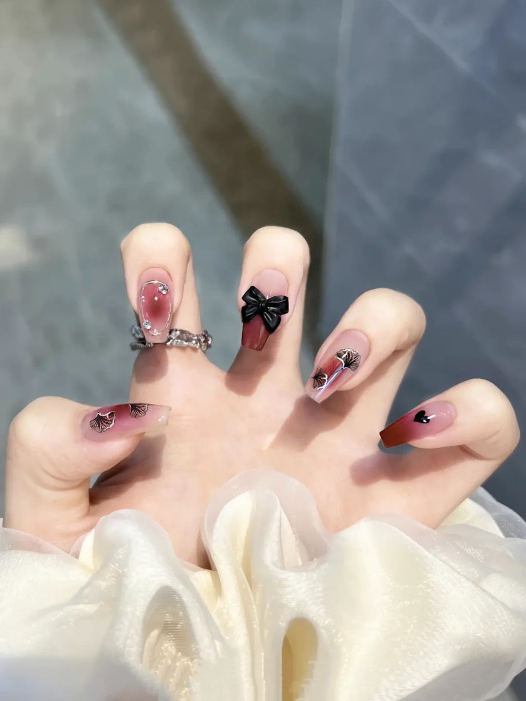 Fashion  nail Nail Sticker Diamond Nail Wear Nail Nail Stickers Fake Nails Bow Nail Sticker Blush Wear Nail A21