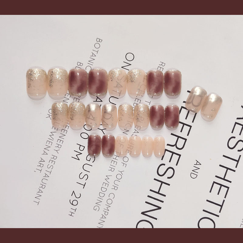 琥珀海水晕染穿戴甲美甲贴片甲片指甲贴片假指甲片穿戴式美甲成品
