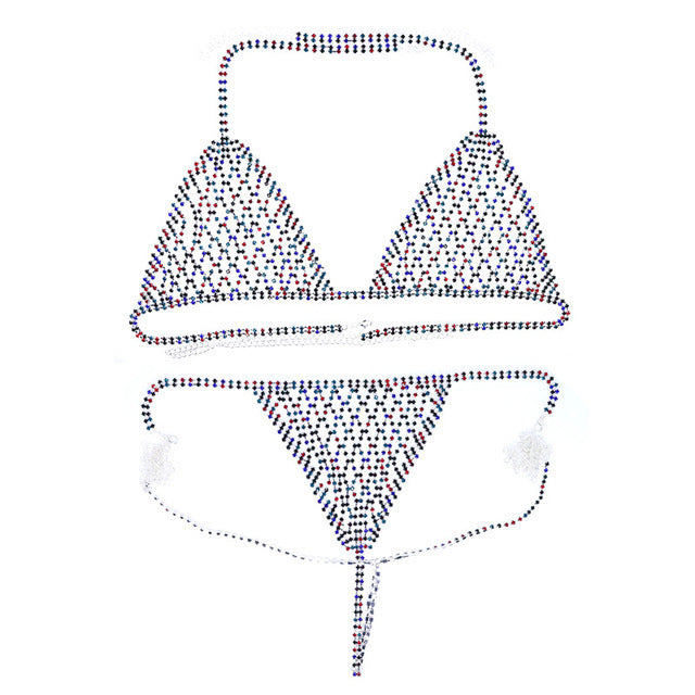 Fashion jewelry Europe and the United States cross-border explosions body chain exaggerated rhinestone bikini chest chain underwear sexy nightclub style body chain