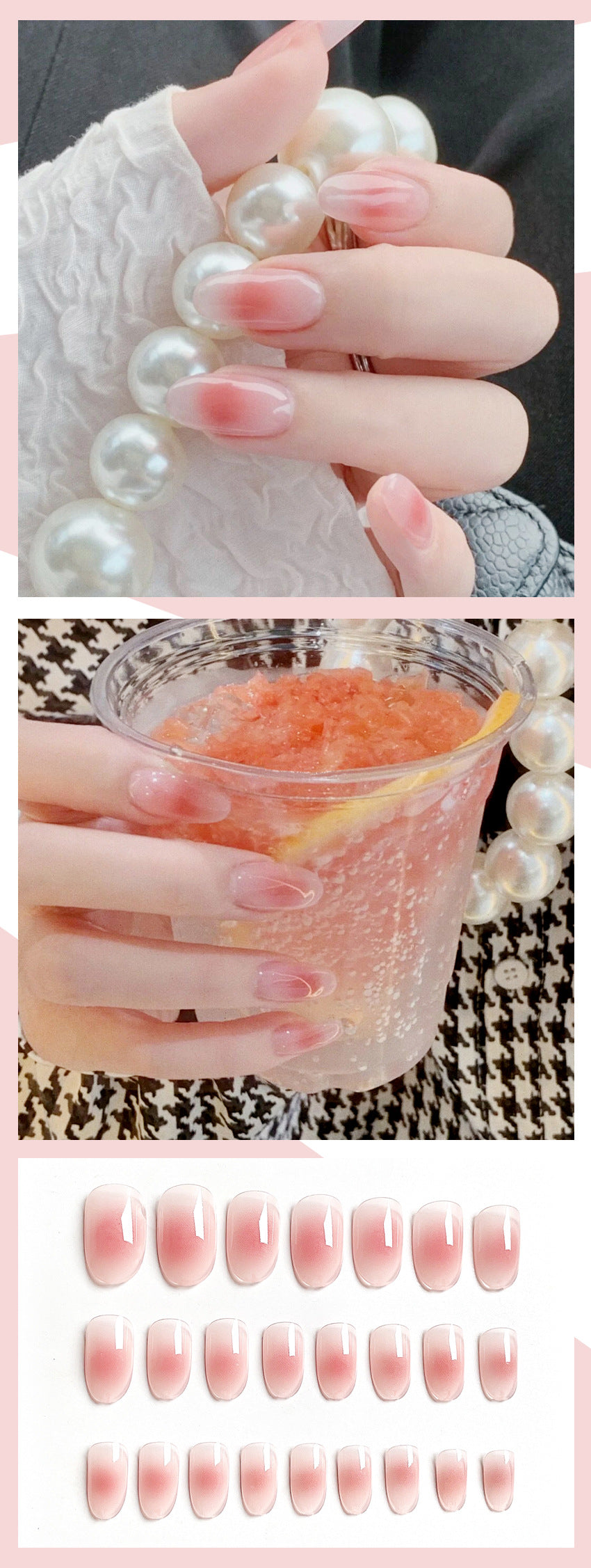 Fashion  nail Internet Celebrity Rouge Fake Nail Patch Wear Nail Finished Product Nail Tip Nail Stickers Removable Patch Removable Nail Art X64