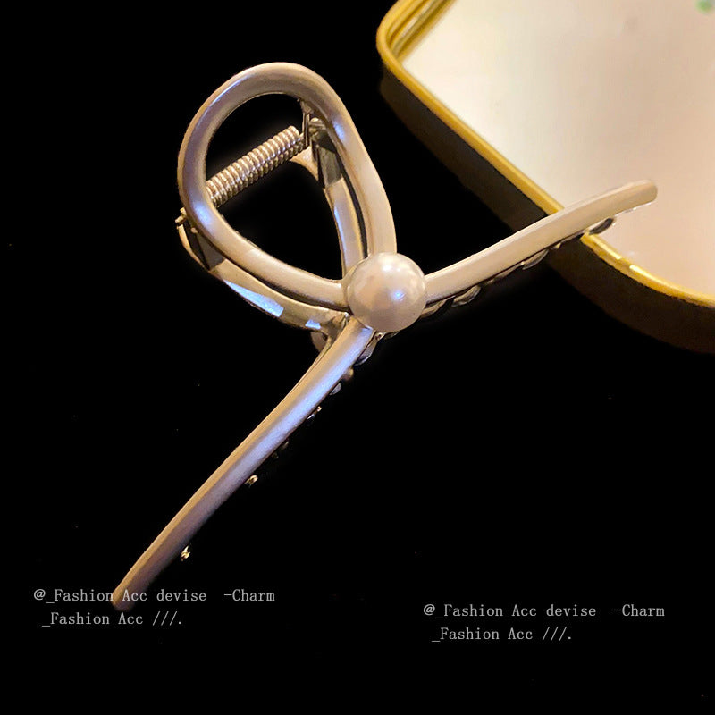 大号珍珠又字发夹ins简约高级感抓夹时尚百搭气质鲨鱼夹发饰批发