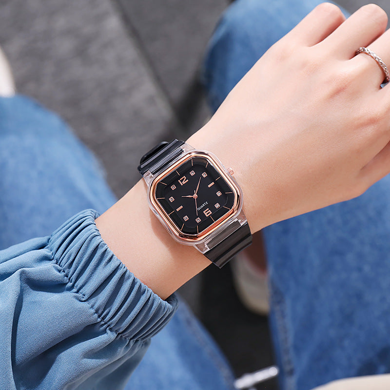 Fashion women's watchSpring and Summer Watch Women's Square Watch Student Children's Watch Silicone Diamond Fashion Wholesale Women's Watch