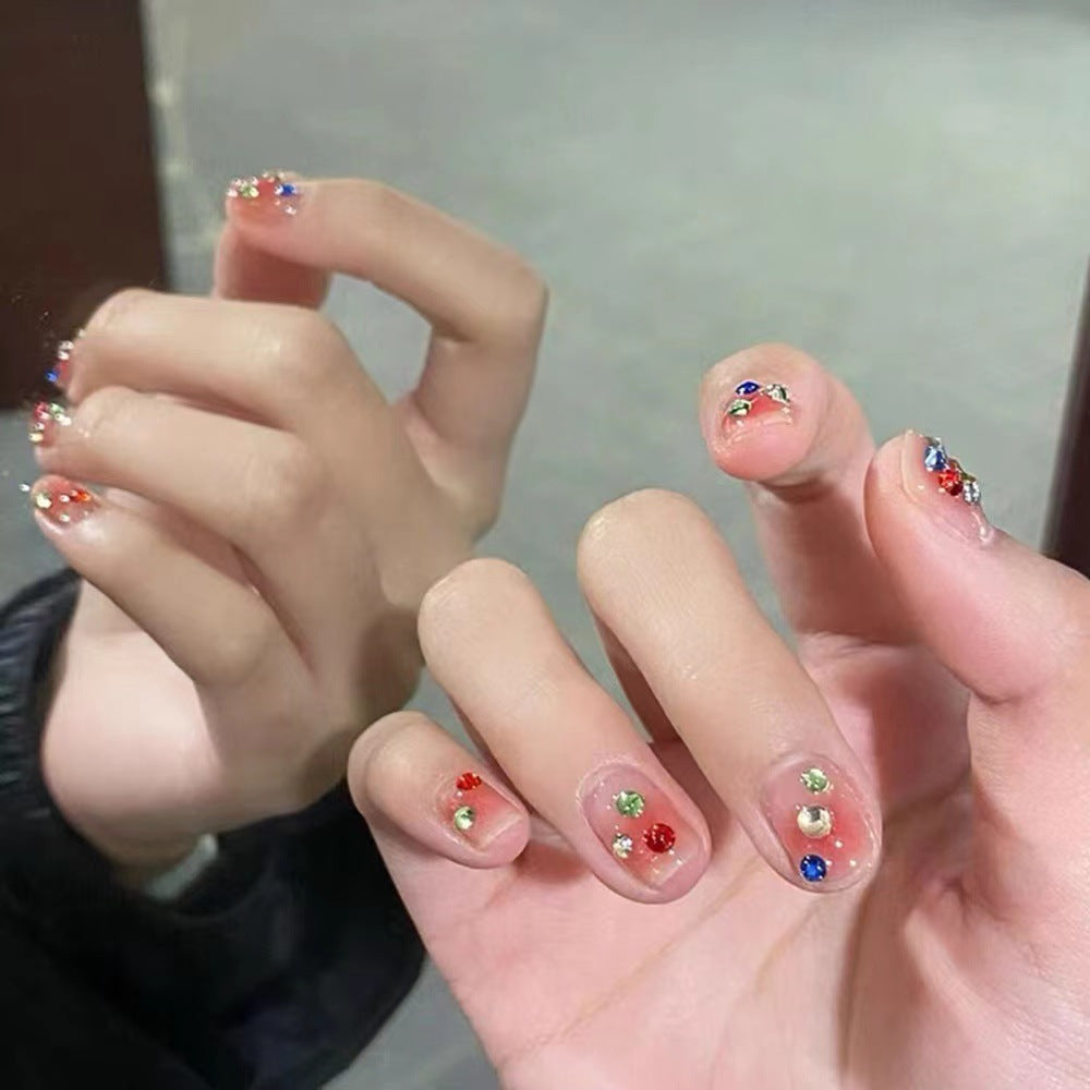 (reusable nail)【 Yihe 】 Hot selling cat eye flower fake nail patches Wearing nail patches Finished nail patches 10 nail patches