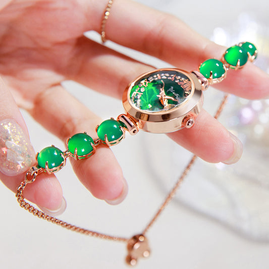 Women's fashion watch  New Roman numerals diamond emeralds women's watch