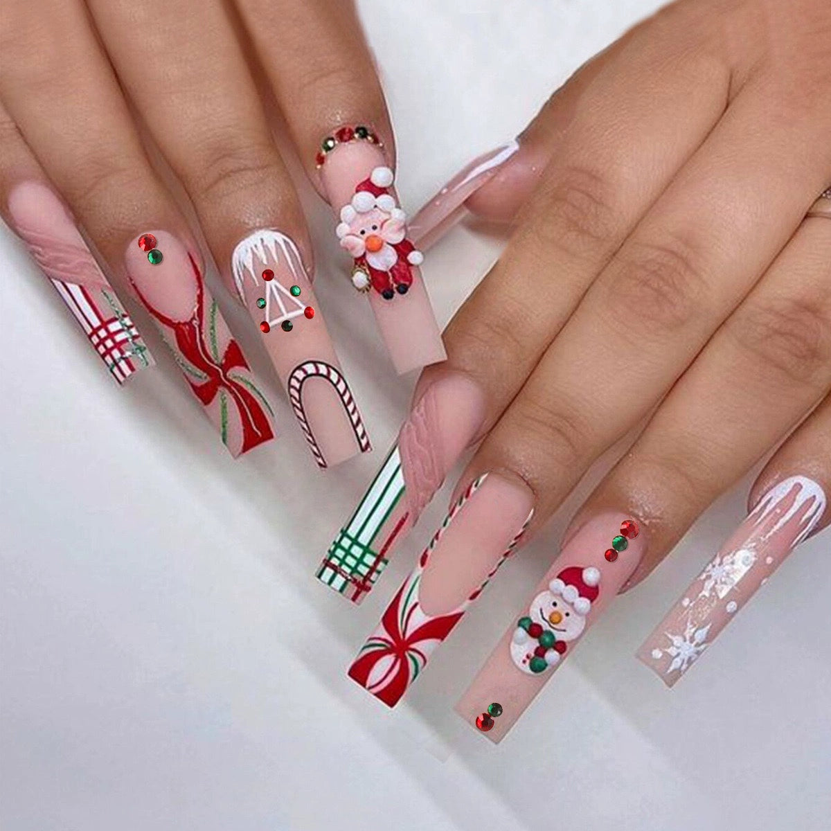 (Hand made nail) Kardashian, European and American Spicy Girl, Little Red Book, Dark Super Long, Internet Celebrity Cross border Nail Art, Detachable and Reusable Nail