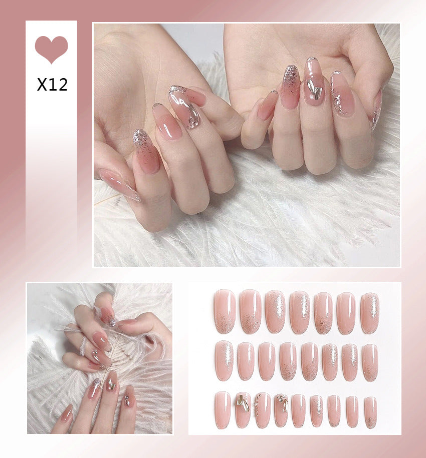 Fashion  nail Fake Nails Crystal Iced Butterfly Nail Art Nail Patch Bow Ballet Rhinestone Nail Beauty Nail Tip Wear Nail