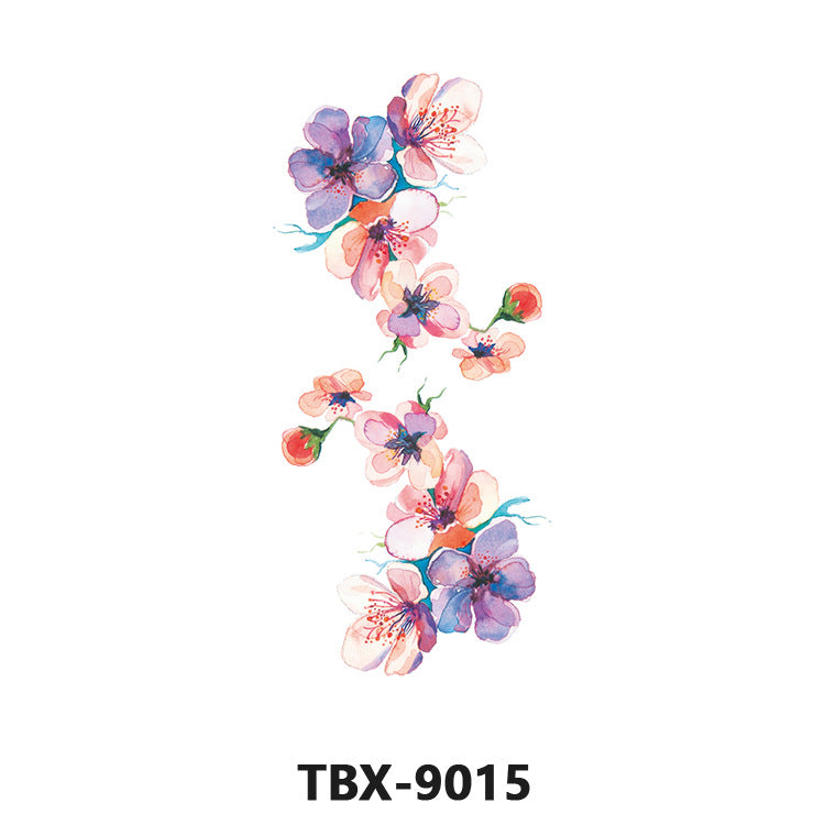 Free shipping Tattoo Waterproof Sweatproof Female Flower Tattoo Sticker Paper Plant Flower Party Sexy Rose Peony Plum Tattoo Sticker Tattoo