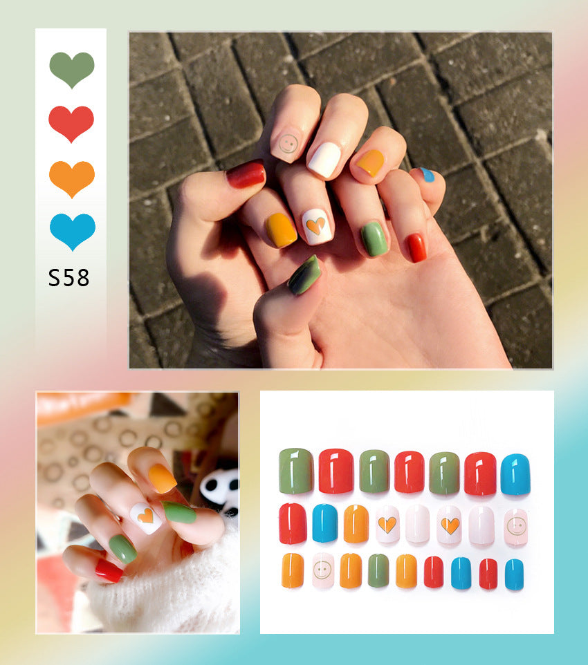 Fashion  nail Online Influencer Pop Fake Nails Wear Armor Finished Product Nail Tip Nail Stickers Removable Nail Patch Anti-24 Pieces