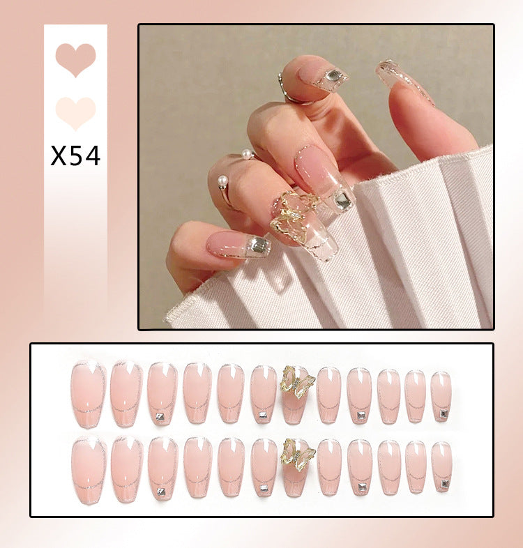 Fashion  nail Fake Nails Crystal Iced Butterfly Nail Art Nail Patch Bow Ballet Rhinestone Nail Beauty Nail Tip Wear Nail