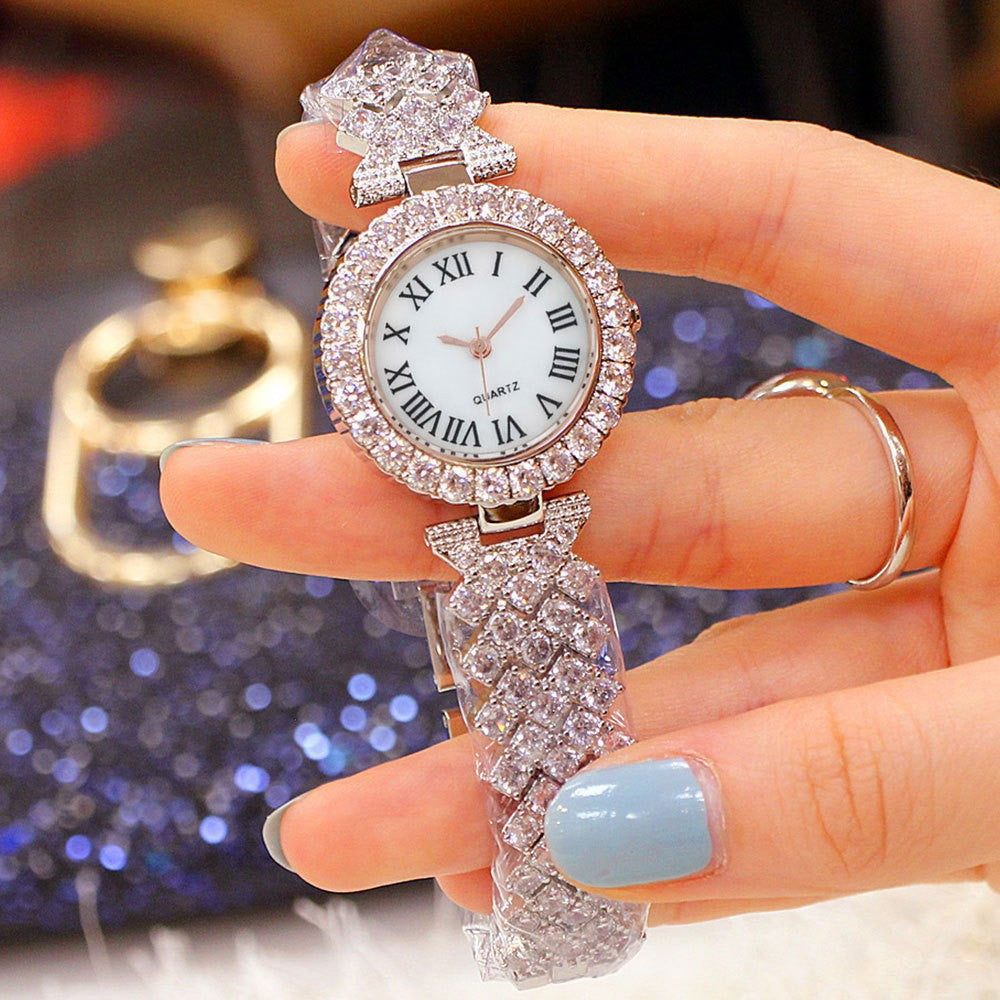 Fashion women's watchForeign Trade Popular Style Fashion Roman Pattern Diamond Women's Watch Women's Watch Quartz Watch Bracelet Women's Wrist Watch Factory in Stock