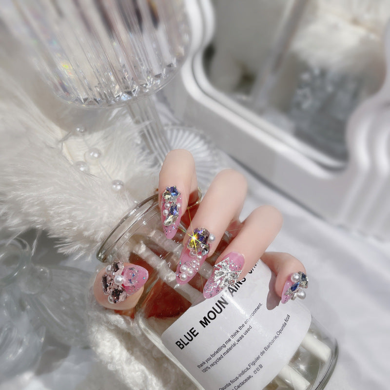 Fashion  nail New Rhinestone Manicure Wear Nail Ins Advanced Pure Desire Wind Nail Patch Wear Nail Diamond Nail Stickers U2