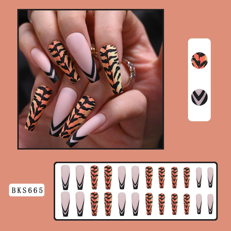 (Hand-made nail)美甲贴片nails穿戴甲长款欧美假指甲美甲贴片穿戴甲甲片成品