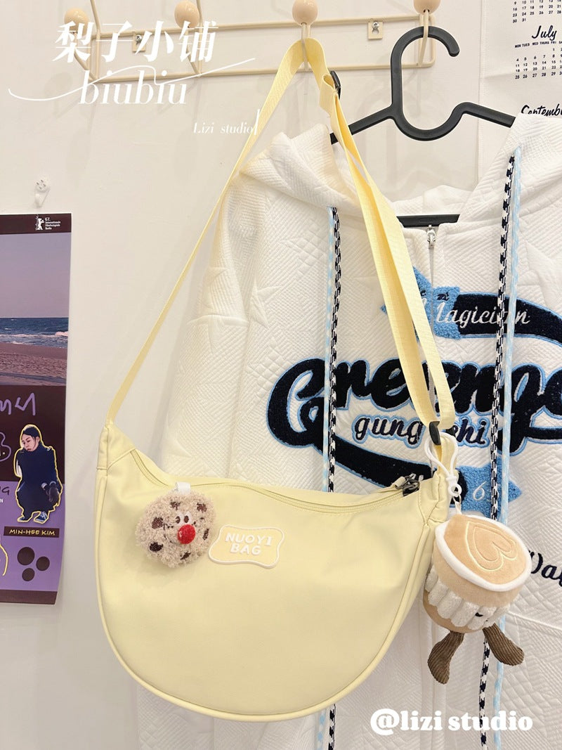 Dopamine Bag Free shipping Tattoo Crescent bag Crossbody bag Women's dopamine niche design Nylon cloth dumpling bag Wide shoulder strap Casual shoulder bag