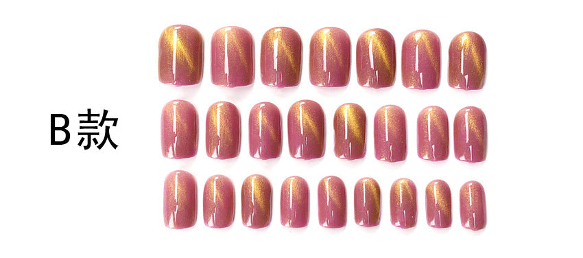 Fashion  nail Finished Nail Beauty Internet Celebrity Same Ins Cat Eye Fake Nails Nail Stickers UV Nail L10