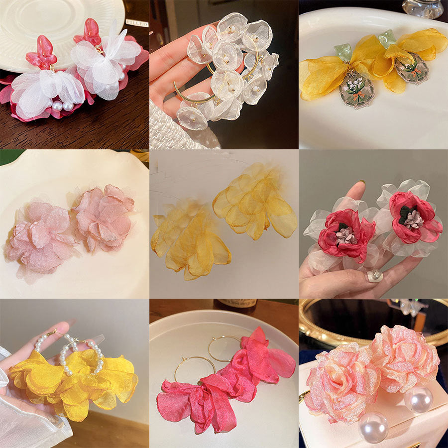 珠宝首饰黄色花朵耳环个性夸张耳钉耳坠新款度假旅游耳饰批发
