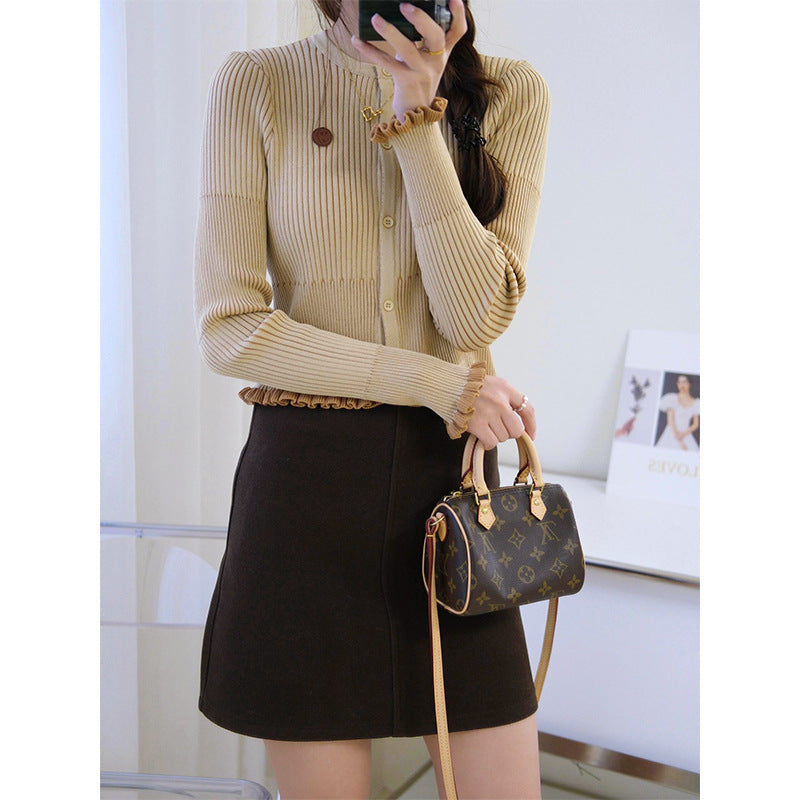 Dopamine tops Free shipping Tattoo Autumn 2024 New Blended Knitted Sweater Girls Design Dopamine Slim Fit Bottom Top