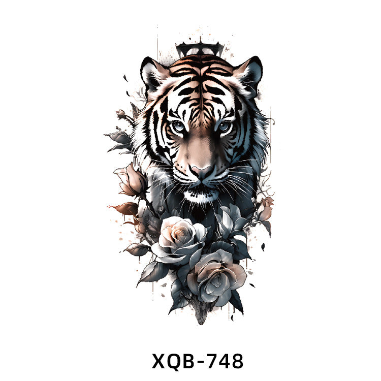 Free shipping Tattoo In Stock Wholesale Small Full Arm Tattoo Sticker Waterproof Sweatproof Tiger Animal Flower Men and Women Black and White, Colored Tattoo Sticker Paper