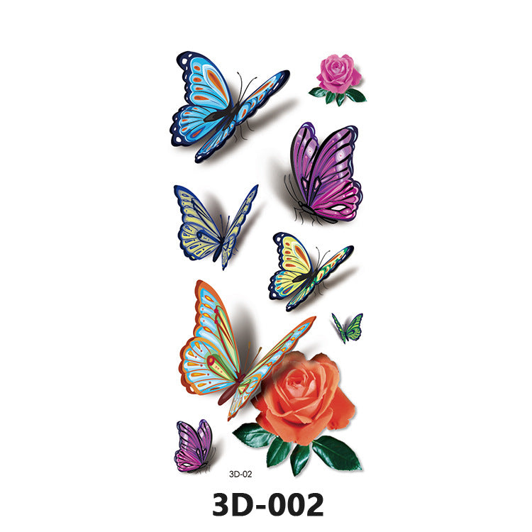 Free shipping Tattoo In Stock Wholesale 3D Butterfly Waterproof Sweatproof Female Stereo Emulational Creative Temporary Stickers Europe and America Cross Border Butterfly Tattoo Sticker