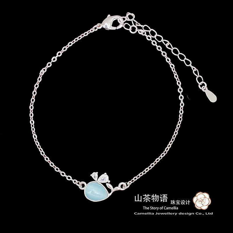 Camellia星河小众设计新款套装 镀金微镶绿松石梦幻蓝小鲸鱼项坠