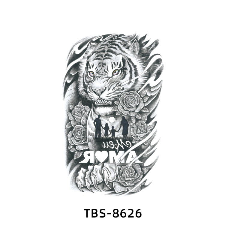 Free shipping Tattoo New Wholesale Small Flower Arm Waterproof Tattoo Sticker Half Sleeve Arm Back Color Animal Skull European and American Tattoo Sticker Paper