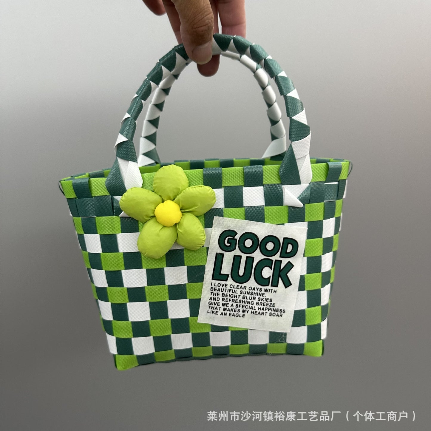 Dopamine Bag Free shipping Tattoo Cartoon dopamine plastic woven bag, trendy macaron hand-woven vegetable basket bag, cute casual seaside beach bag