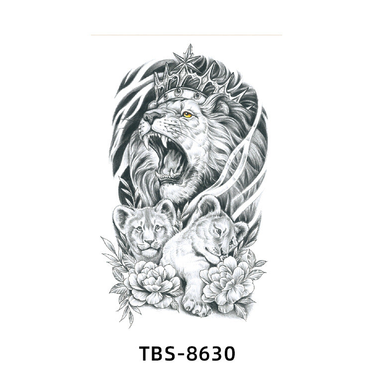 Free shipping Tattoo New Wholesale Small Flower Arm Waterproof Tattoo Sticker Half Sleeve Arm Back Color Animal Skull European and American Tattoo Sticker Paper