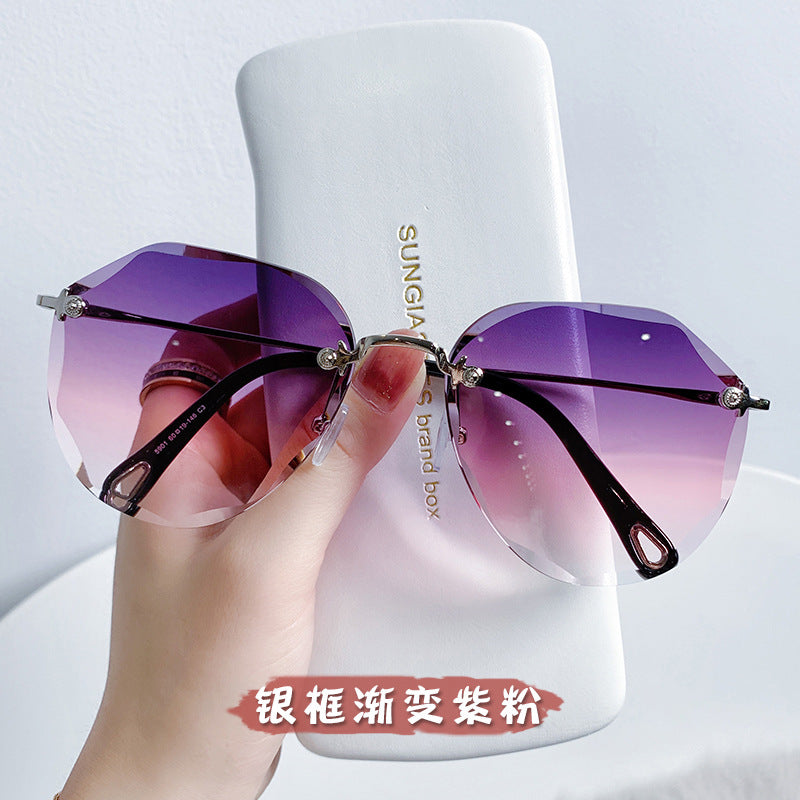 Women's fashion glasses 定制加工年新款潮夏季海边防晒紫外线太阳眼镜开车眼睛大脸显瘦