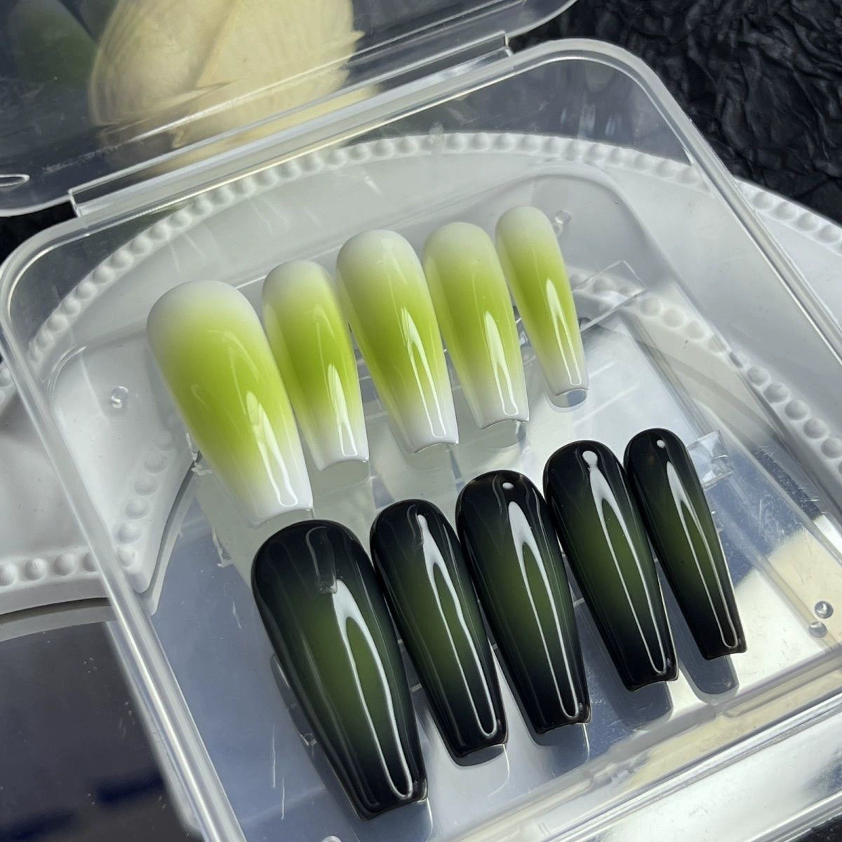 Handmade Wear Nail New Summer European and American Hot Girl Light Green Blush Fresh White Manicure Reusable