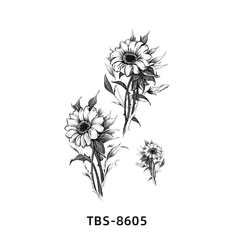 Free shipping Tattoo New Wholesale Small Flower Arm Waterproof Tattoo Sticker Half Sleeve Arm Back Color Animal Skull European and American Tattoo Sticker Paper